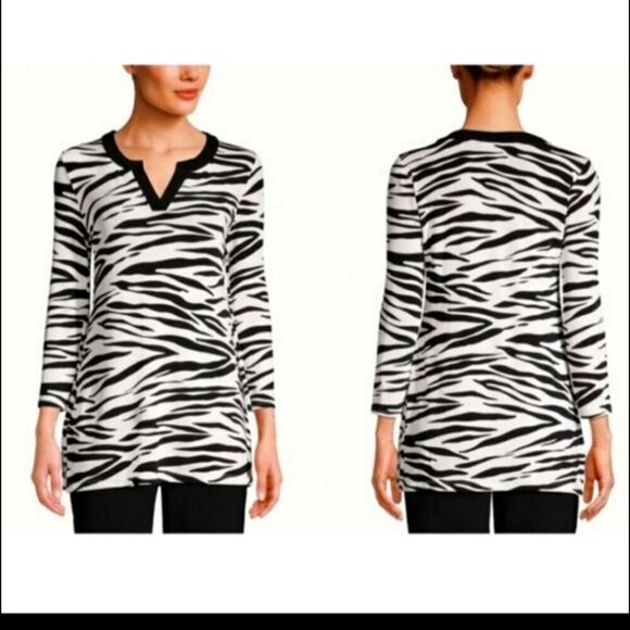 NWT Chicos Travelers Zebra Top - Picture 1 of 7